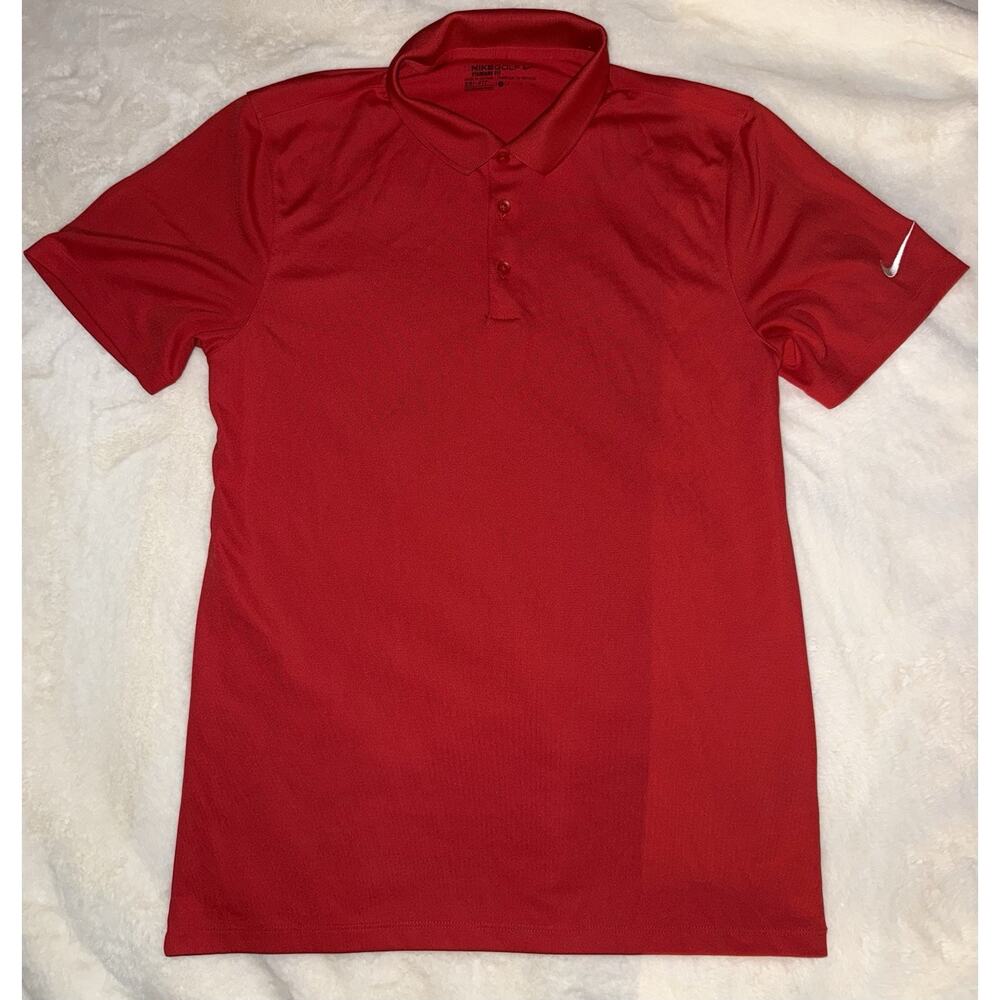 Nike Golf Polo Shirt Mens Small Red Dri-FIT Standard Fit Short Sleeve